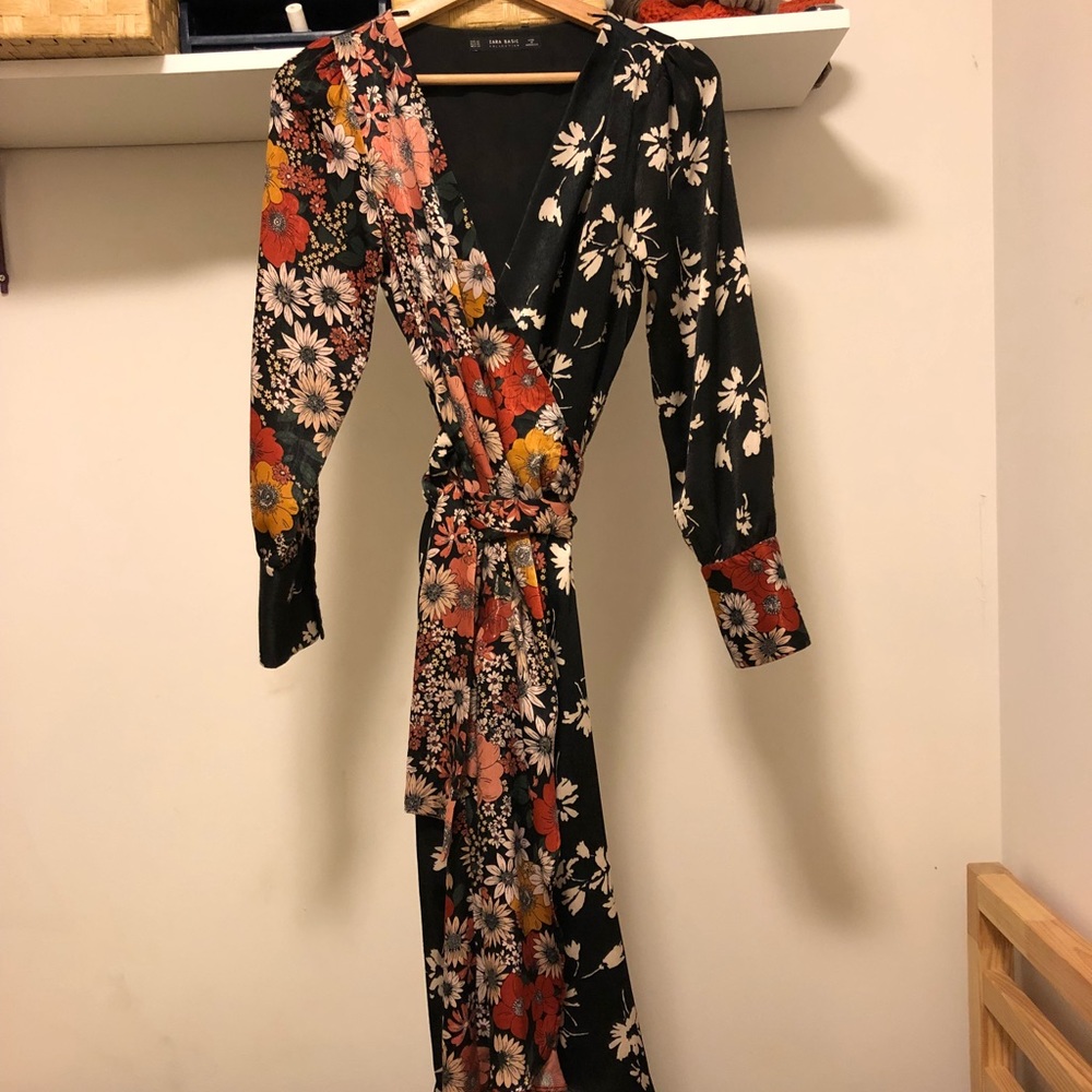 Zara Silk Wrap Kimono Style Dress